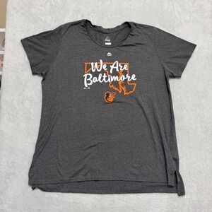 Majestic Baltimore Orioles T Shirt Women 2XL Gray MLB We Are Baltimore Graphic